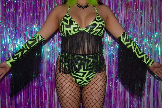 Fractal Lime Fringe Sleeves
